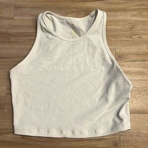 BuffBunny Collection Cropped Racerback Tank Top White Large
